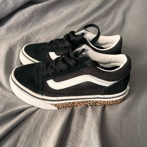 Vans Animal Sidewall Old Skool Kids Size 10.5 Black and Leopard Lace Up Sneakers